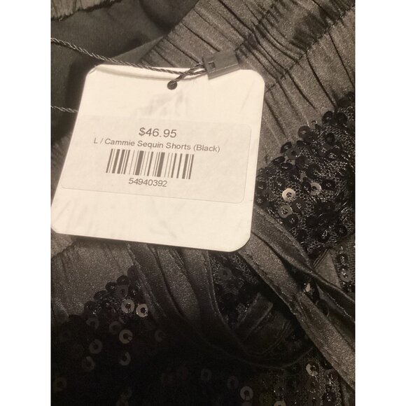 White Birch Black Cammie Sequin Shorts L Elastic Waist L* Womens*Halloween*NWT - Picture 4 of 6